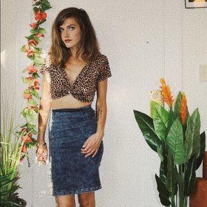 American blue denim pencil skirt